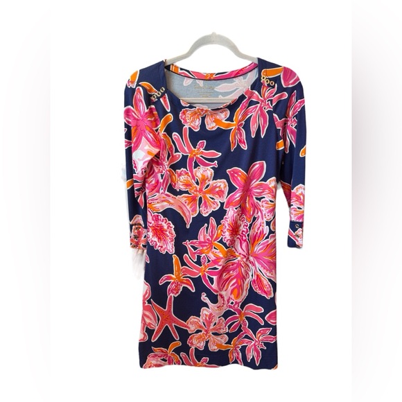 Lilly Pulitzer Dresses & Skirts - Lilly Pulitzer Sophie Dress Size XS Starfish Floral Navy Pink Preppy Resort